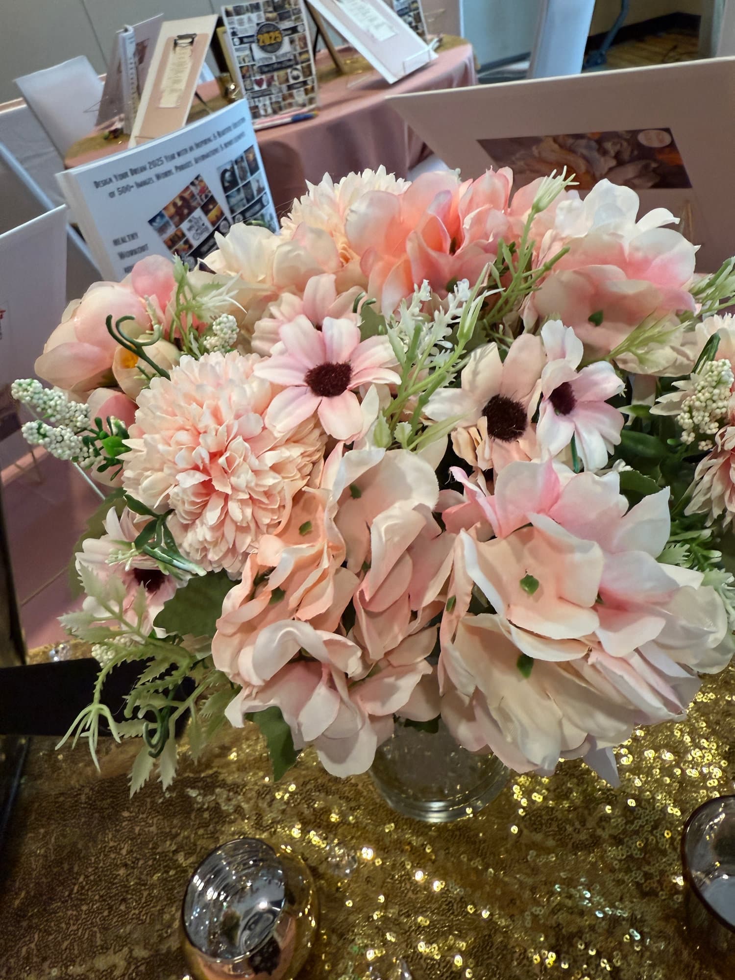 Pink floral centerpiece arrangement